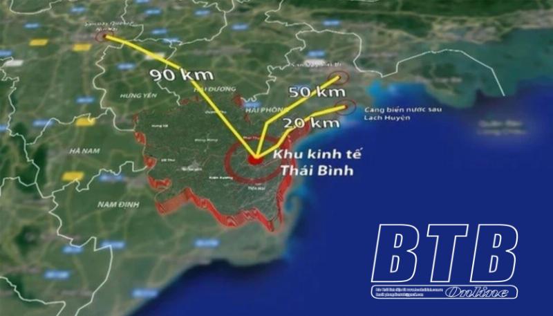Ban do tuyen duong di chuyen chinh tu tinh Thai Binh den san bay Cat Bi Hai Phong
